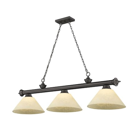 Z-Lite Cordon 3 Light Billiard, Bronze & Golden Mottle 2306-3BRZ-AGM14